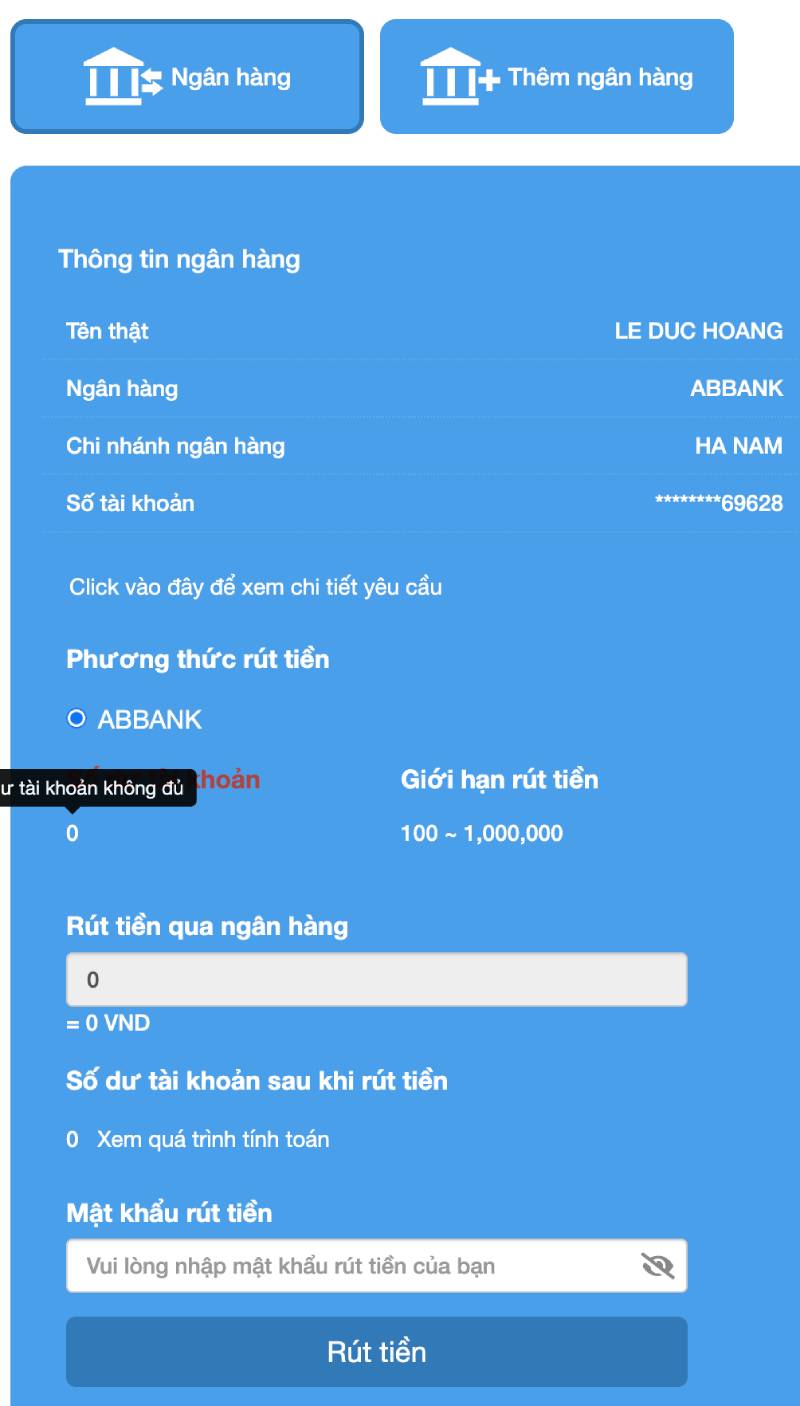 Hướng Dẫn Chi Tiết Rút Tiền VIN777 Về Ngay 1 Phút 3 Rút tiền qua ngân hàng